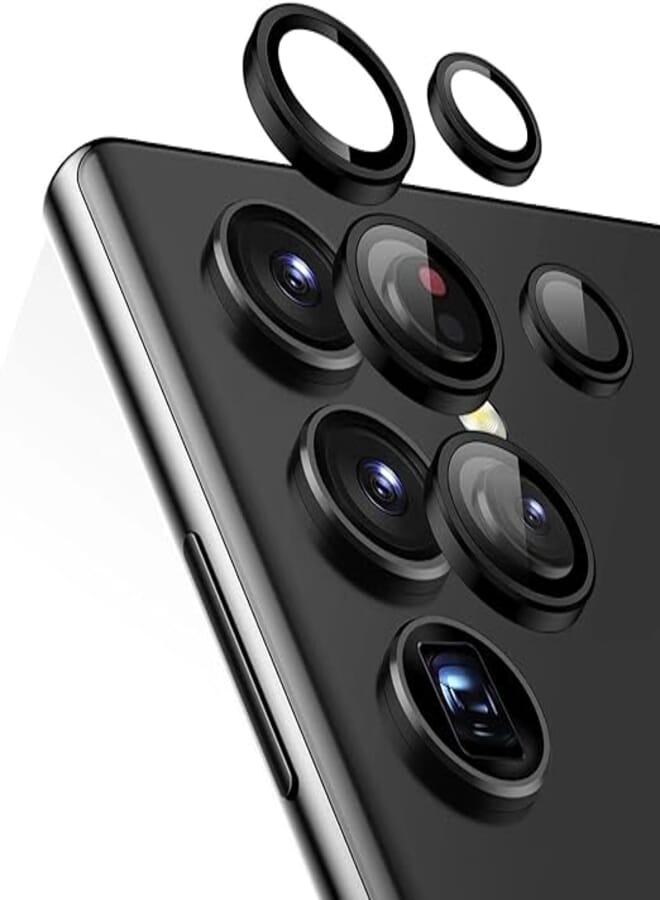 Microsonic Samsung Galaxy S24 Ultra Single Camera Lens Protection Glass Black [Screen Protector Compatible with Galaxy S24 Ultra - Black]
